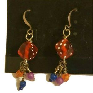 Vintage Novelty Red Lucky Dice Earrings